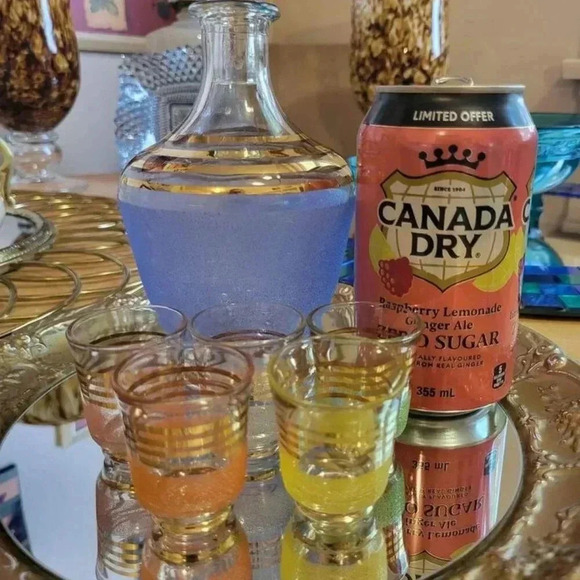 Frosted VINTAGE  DECANTER WITH 5 Frosted SHOT GLASSES - Picture 2 of 2